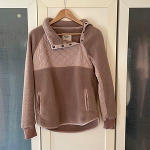 Abercrombie & Fitch Asymmetrical Snap-Up Fleece Sweater with pockets, Small